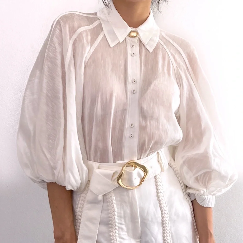 ๐ SOLD ๐ AJE Palms Puff Sleeve Blouse Ivory โข RRP $295 โข BNWoT Never Worn - Picture 3 of 8